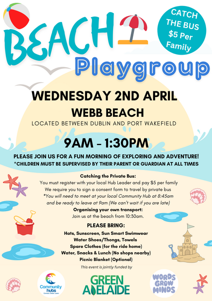 beach playgroup advertisement